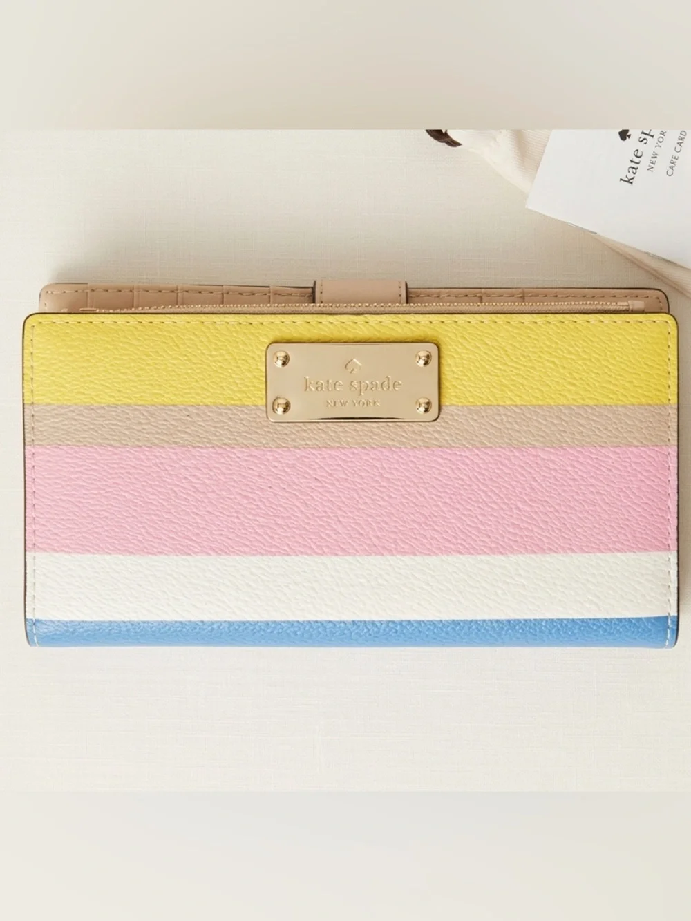 kate spade new york grove street dune stripe snap bifold wallet